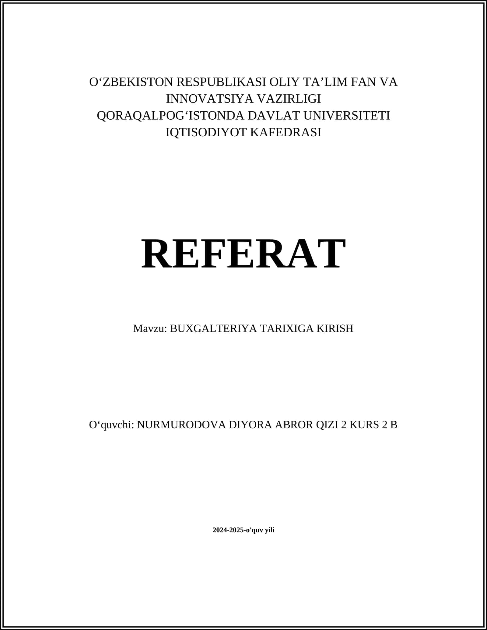BUXGALTERIYA TARIXIGA