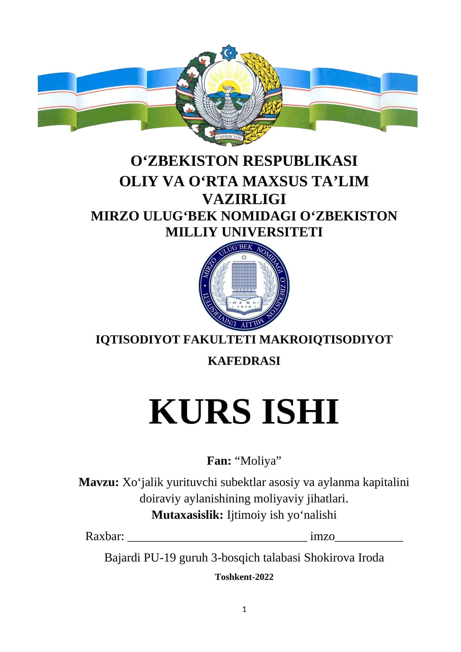 Xo'jalik yurituvchi subyektlar moliyasi