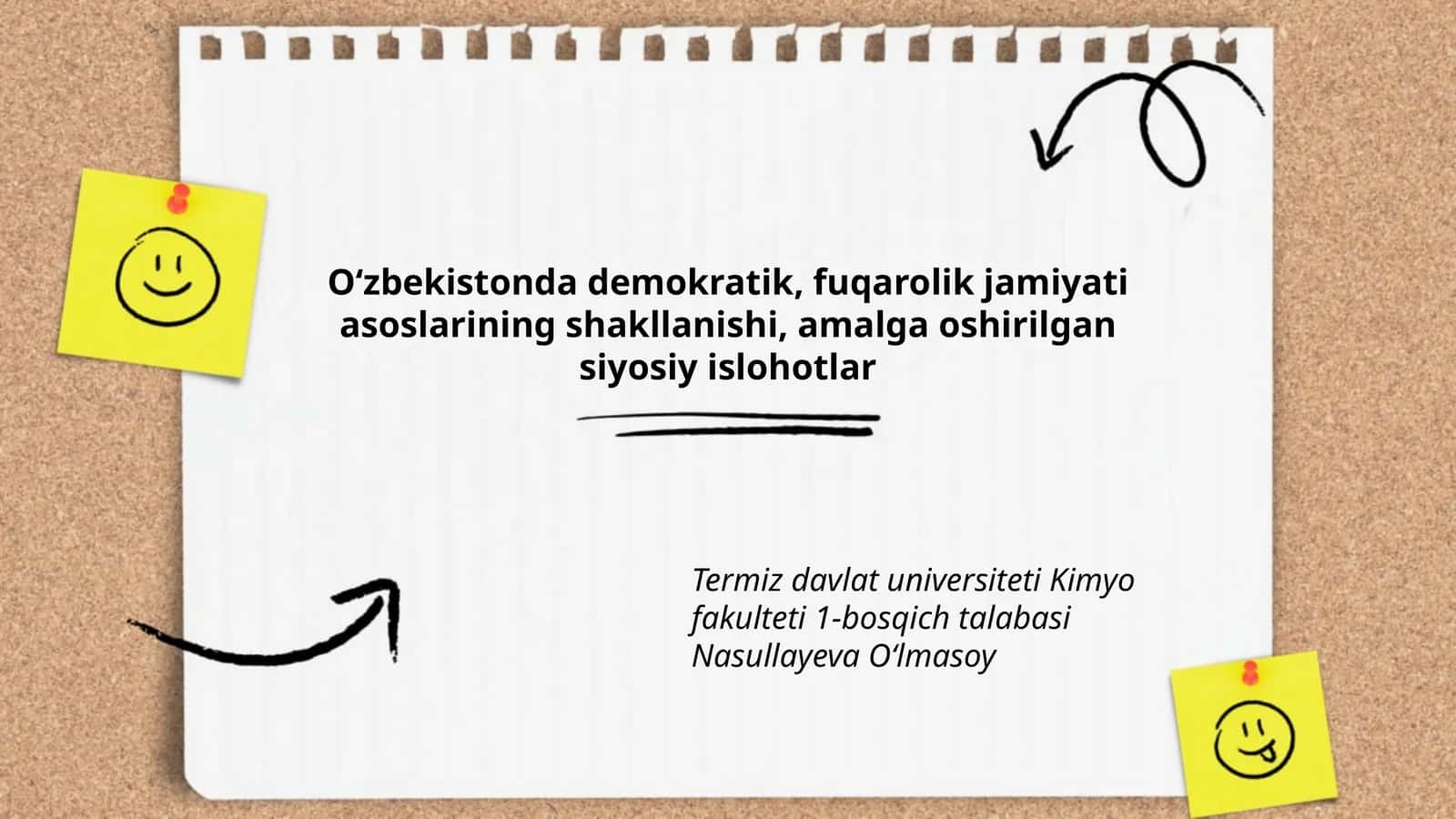Kimyo fakulteti 1-bosqich talabasi Nasullayeva Oʻlmasoy