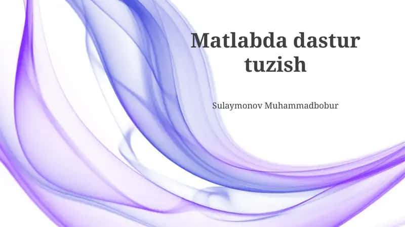 MATLAB Dasturlash Asoslari