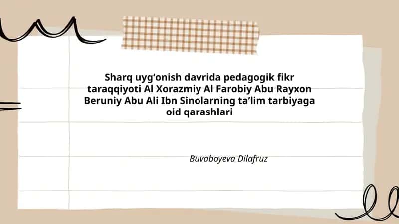Sharq uygʻonish davrida pedagogik fikr taraqqiyoti