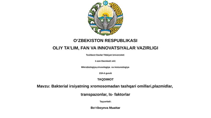 Bakterial irsiyatning xromosomadan tashqari omillari