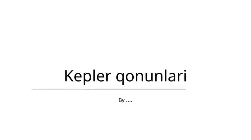 Kepler qonunlari