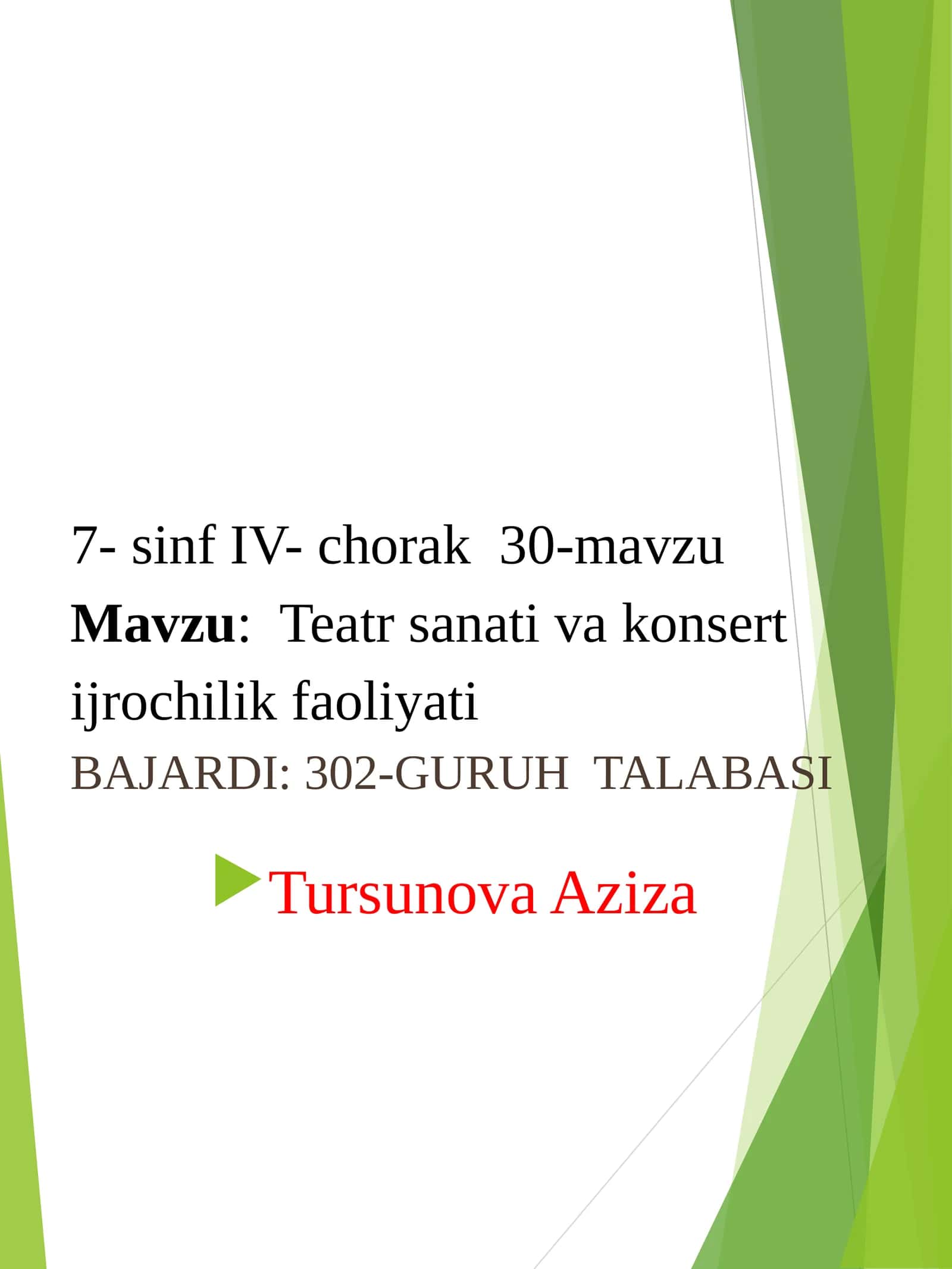 Teatr san'ati va konsert ijrochilik faoliyati