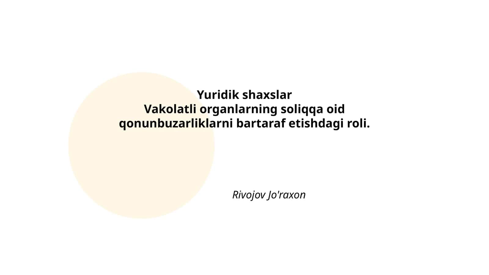 Yuridik shaxslar va soliqqa oid qonunchilik