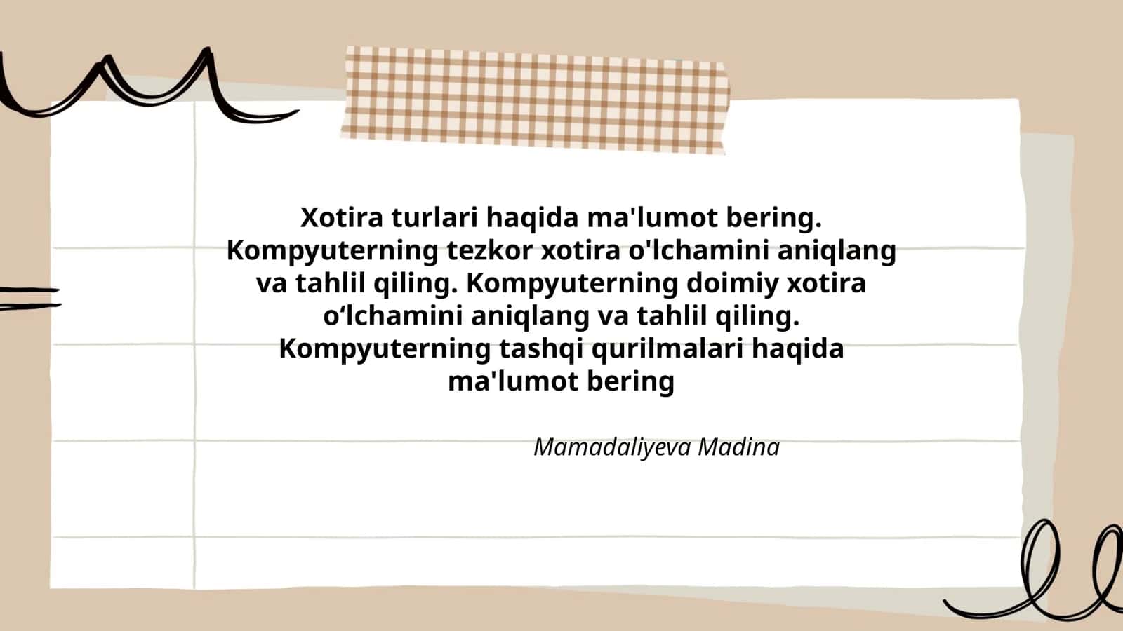 Xotira turlari haqida ma'lumot bering