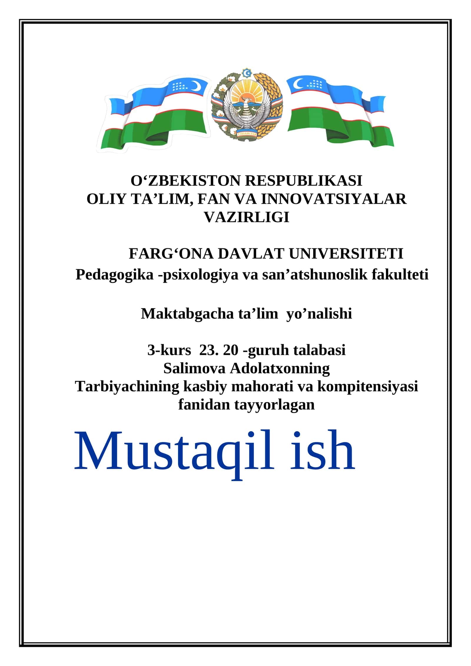 Pedagogik odob va muomala odobi