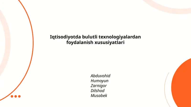 Iqtisodiyotda bulutli texnologiyalardan foydalanish xususiyatlari