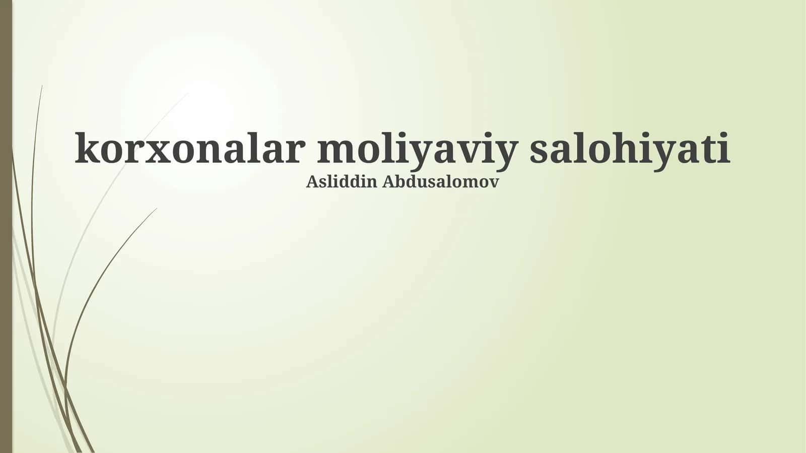 Moliyaviy holat tahlili
