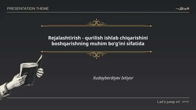 Rejalashtirish - Qurilish Ishlab Chiqarishini Boshqarish
