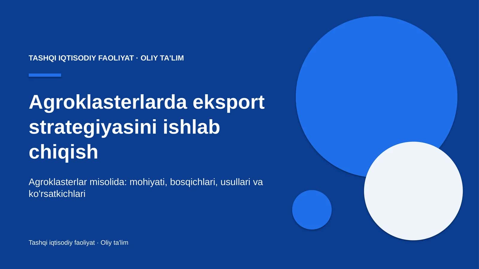 Agroklasterlarda eksport strategiyasini ishlab chiqish