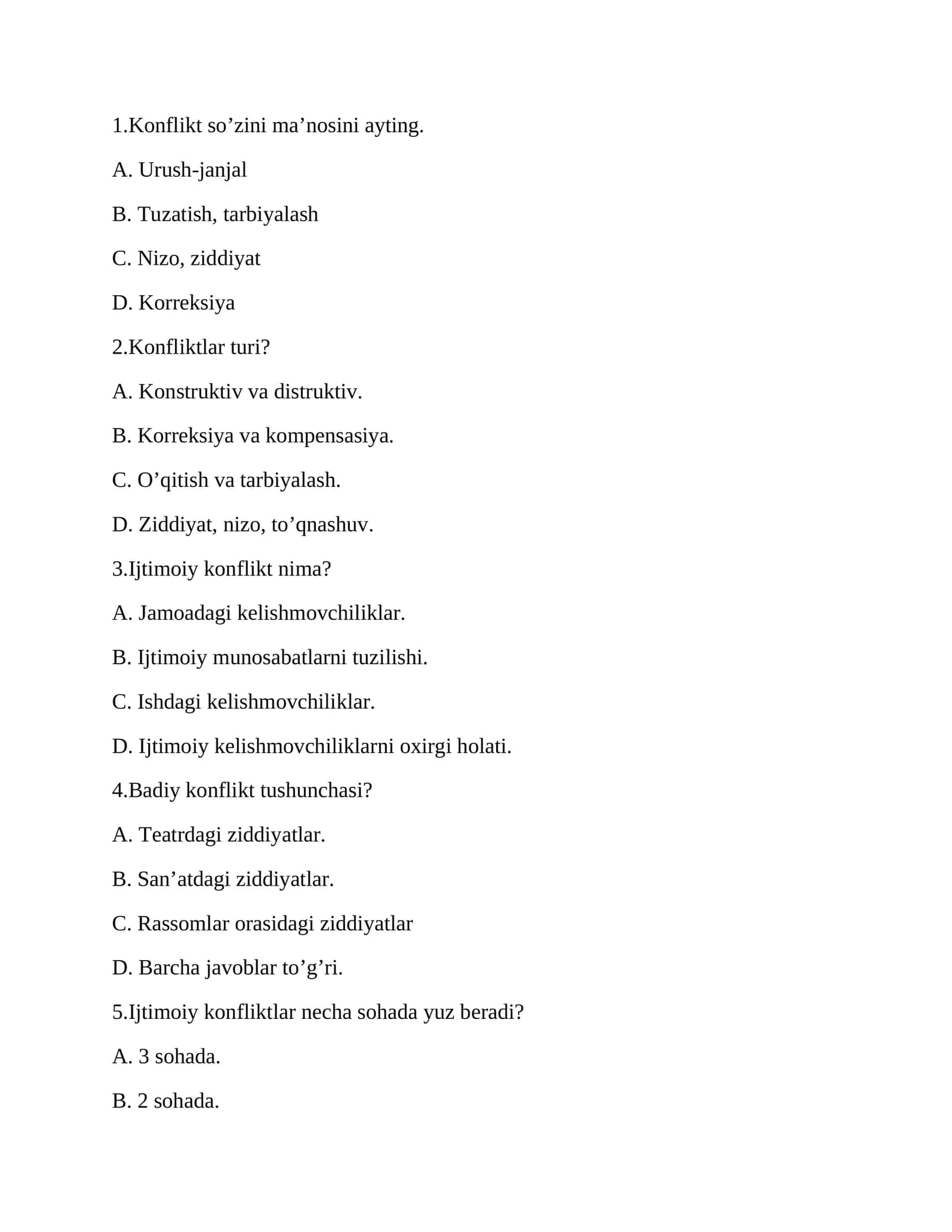 Konflikt so’zini ma’nosini ayting