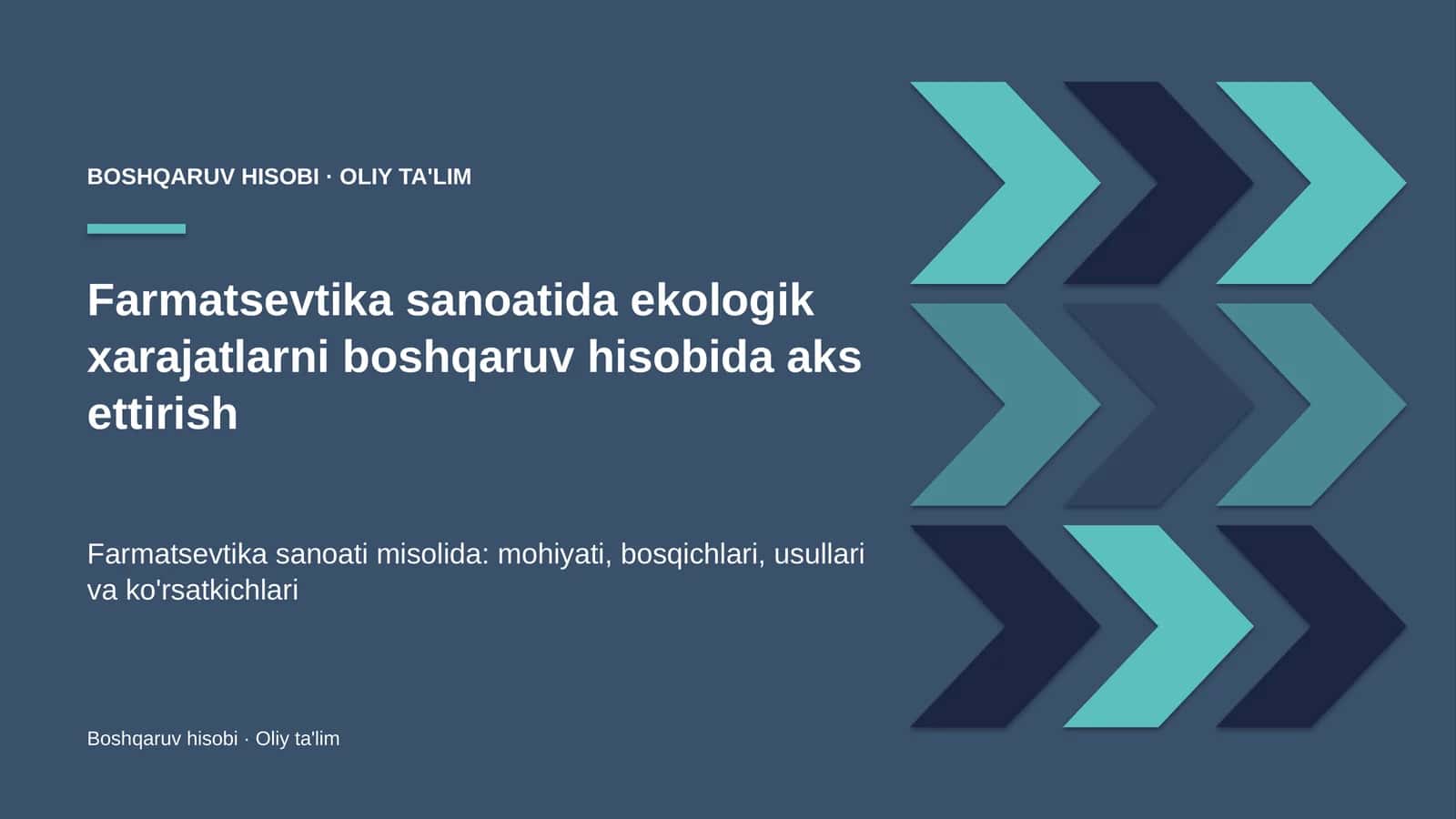 farmatsevtika sanoatida ekologik xarajatlarni boshqaruv hisobida aks ettirish 2698