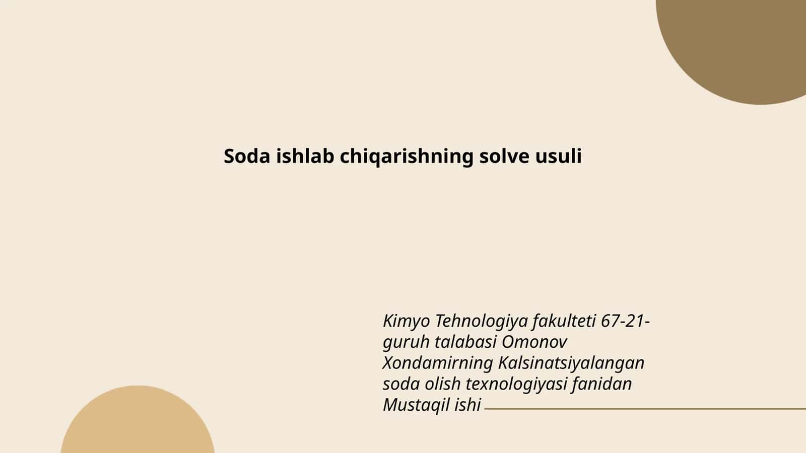 Kalsinatsiyalangan soda olish texnologiyasi