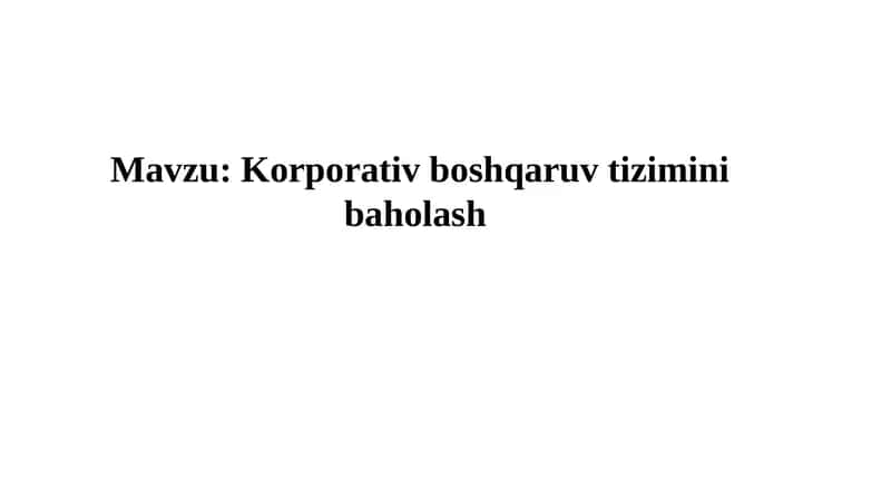 Korporativ boshqaruv tizimini baholash