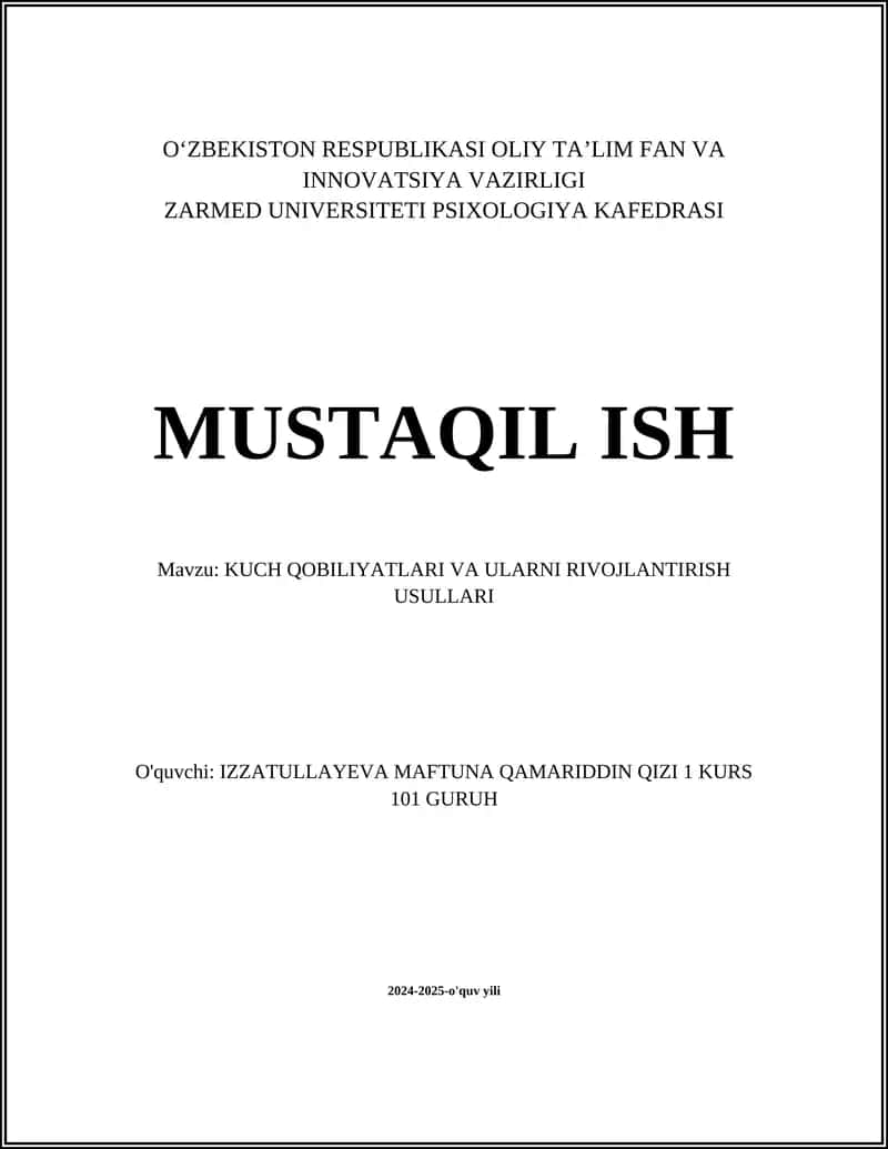 Kuch Qobiliyatlar va Ularni Rivojlantirish Usullari
