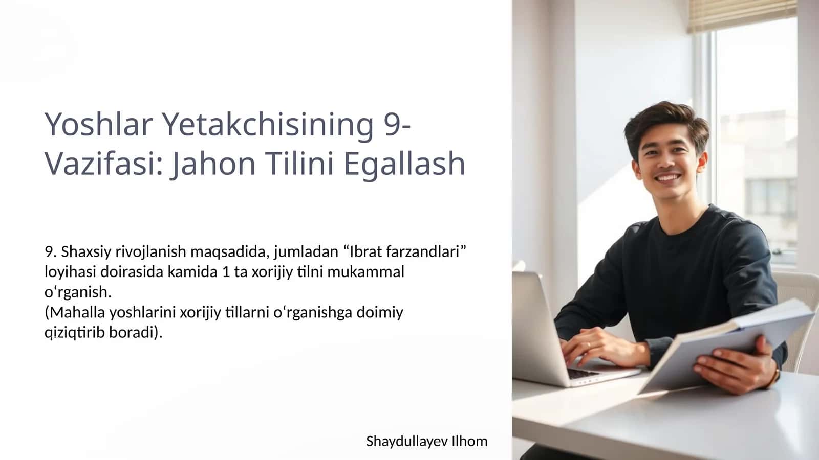 Yoshlar Yetakchisining 9-Vazifasi: Jahon Tilini Egallash