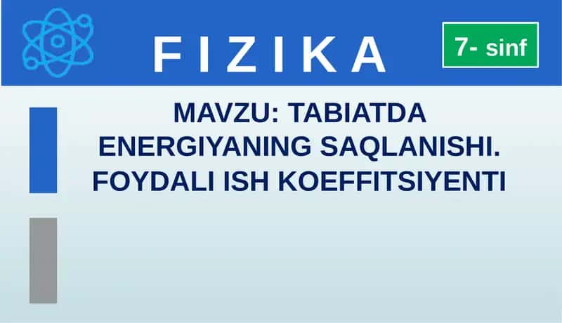 TABIATDA ENERGIYANING SAQLANISHI
