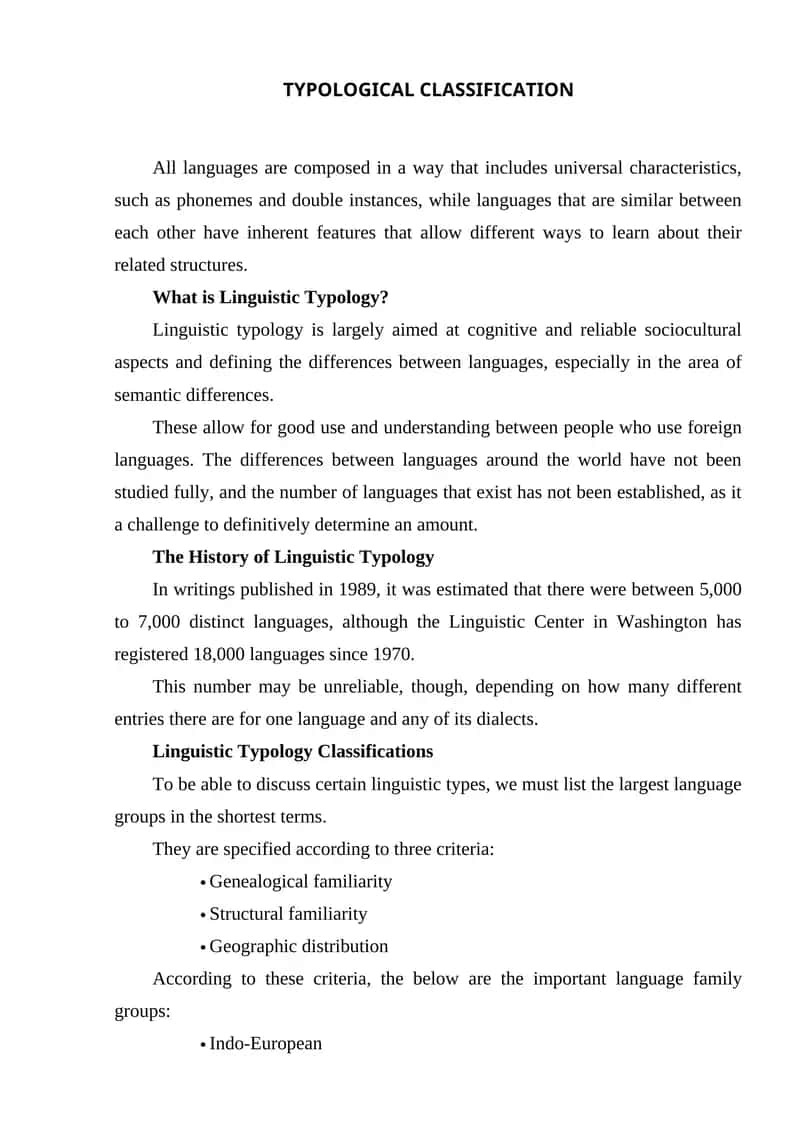 Typological Classification