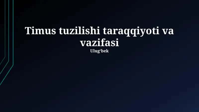 Timus tuzilishi taraqqiyoti va vazifasi