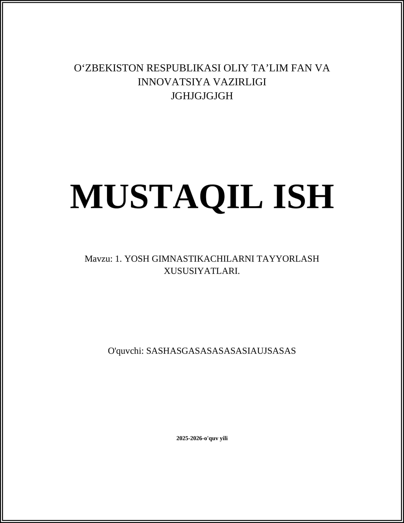 YOSH GIMNASTIKACHILARNI TAYYORLASH XUSUSIYATLARI