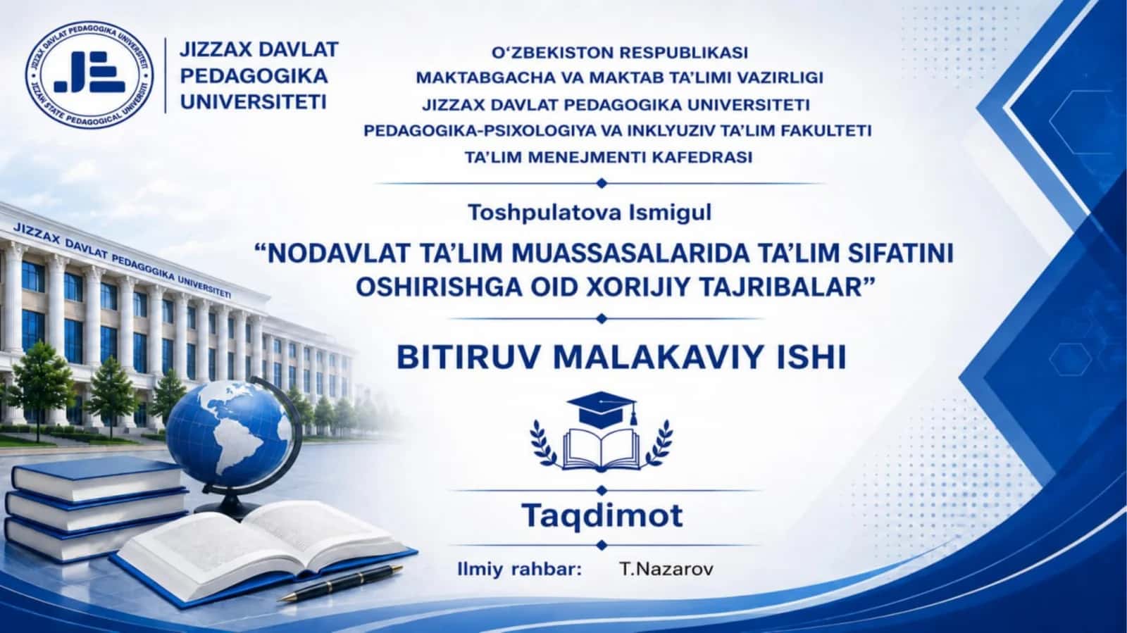 NODAVLAT TA’LIM MUASSASALARIDA TA’LIM SIFATINI OCHIRISHNING NAZARIY ASOSLARI
