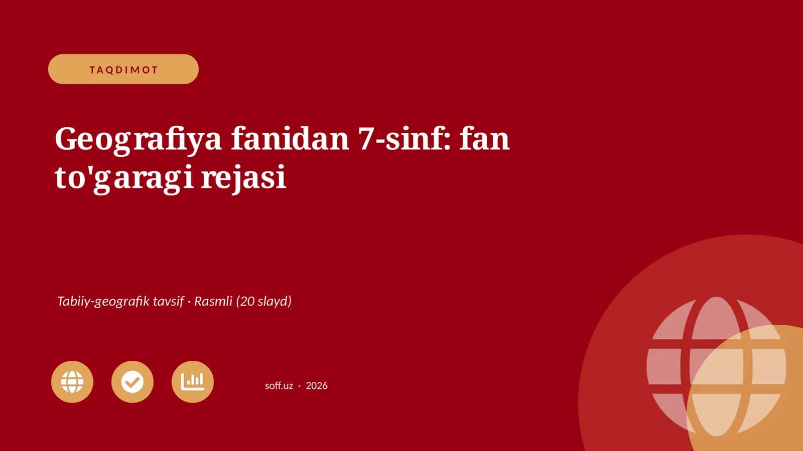 Geografiya fanidan 7-sinf: fan to'garagi rejasi