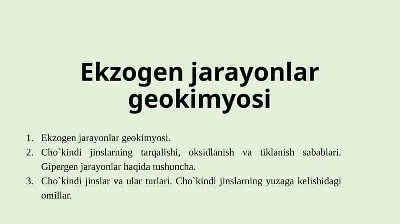 Ekzogеn jarayonlar gеokimyosi