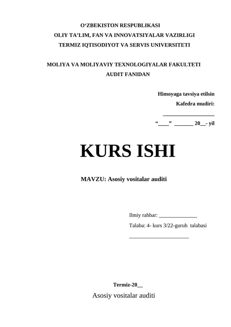 Asosiy vositalar auditi