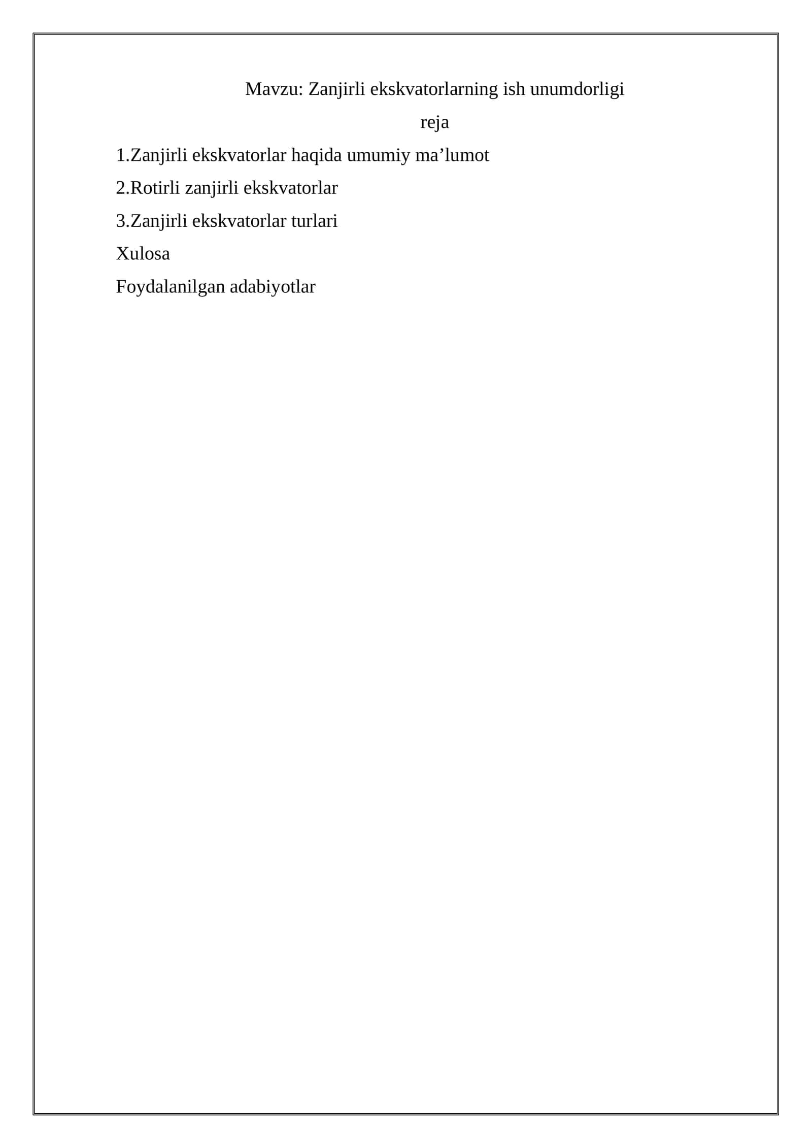Zanjirli ekskvatorlarning ish unumdorligi