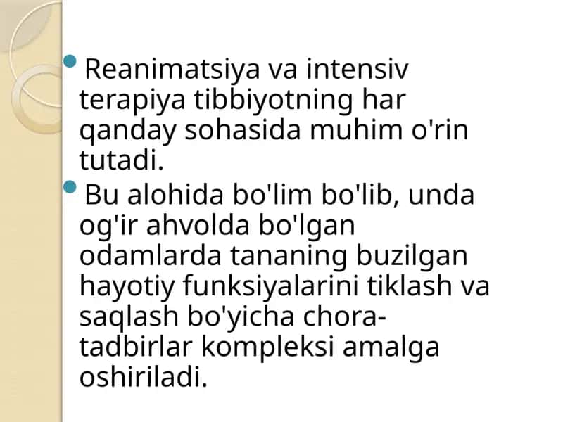 Reanimatsiyava intensiv terapiya