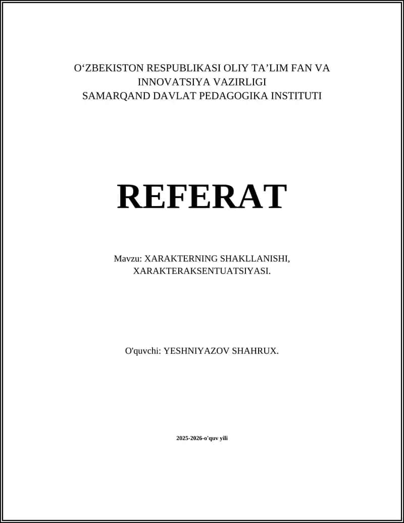 XARAKTERNING SHAKLLANISHI, XARAKTERAKSENTUATSIYASI