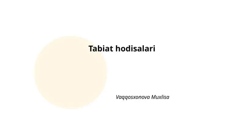 Tabiat hodisalari