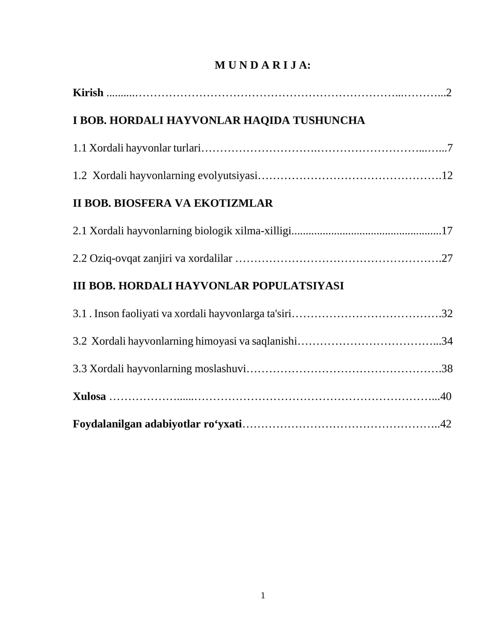 Xordali hayvonlar haqida tushuncha