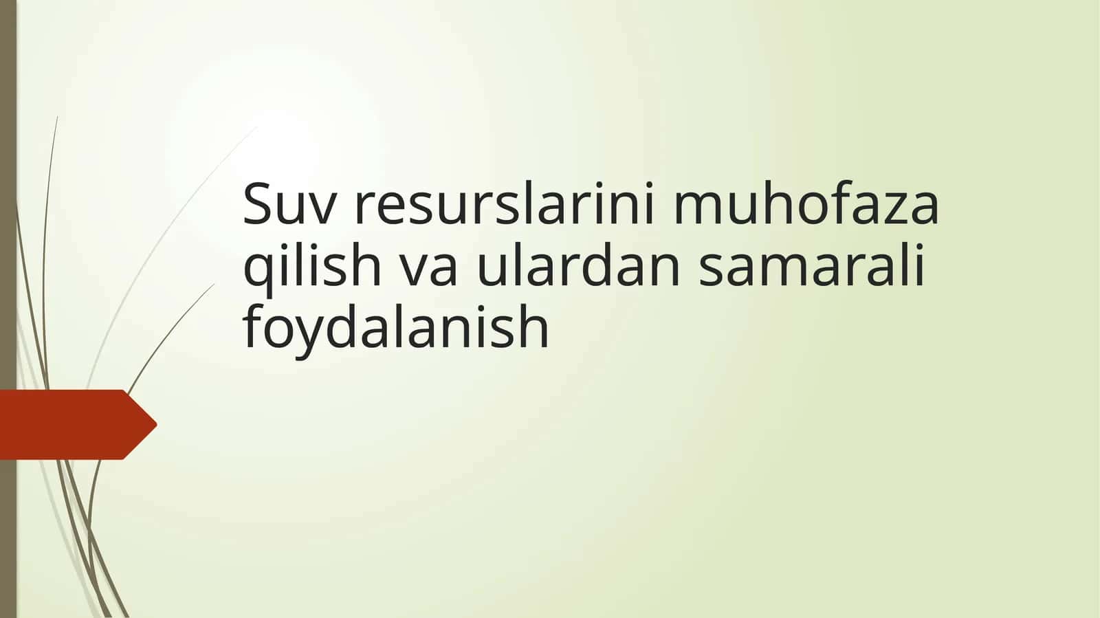Suv resurslarini muhofaza qilish va ulardan samarali foydalanish