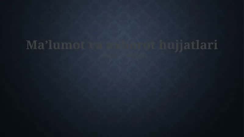 Maʼlumot va axborot hujjatlari