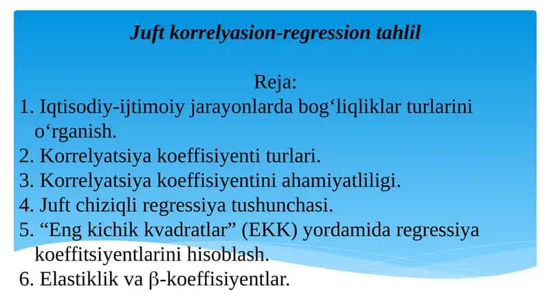 Juftkorrelyasion-regression tahlili
