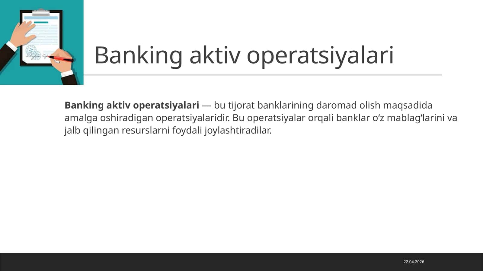 Banking aktiv operatsiyalari