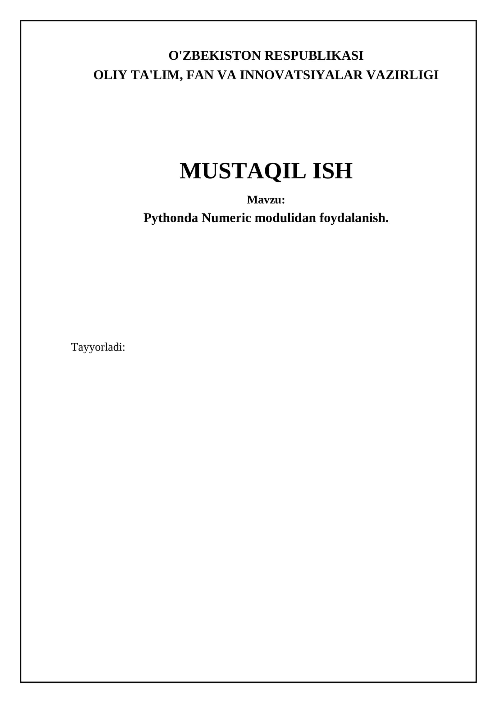 Pythonda Numeric modulidan foydalanish