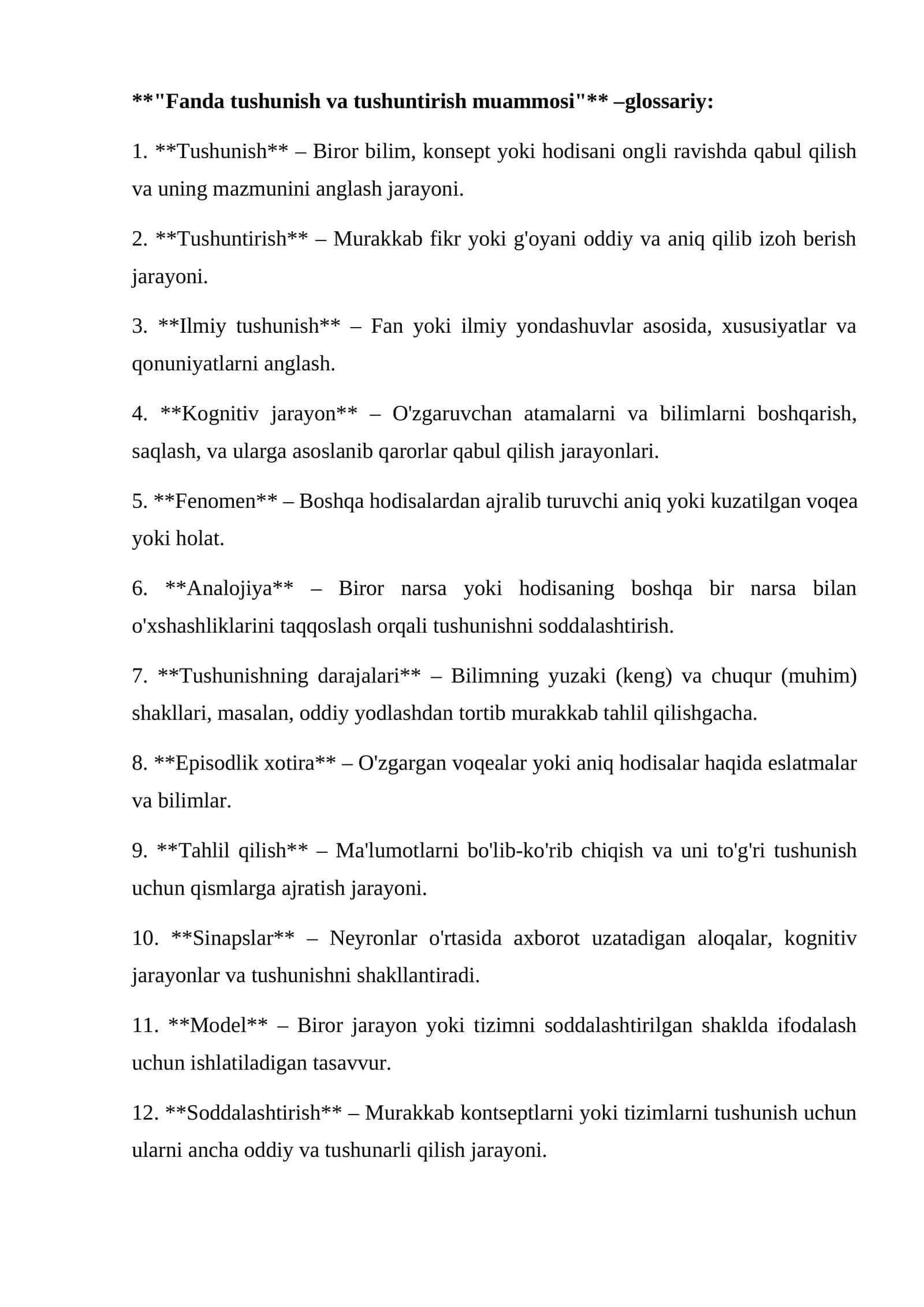 Fanda tushunish va tushuntirish muammosi