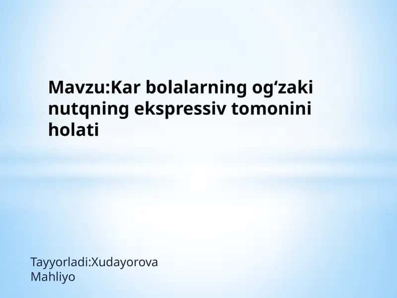 Nutqning ogʻzakini utqning ekspressiv tomonini holati