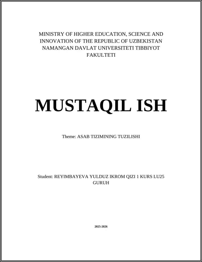 ASAB TIZIMINING TUZILISHI