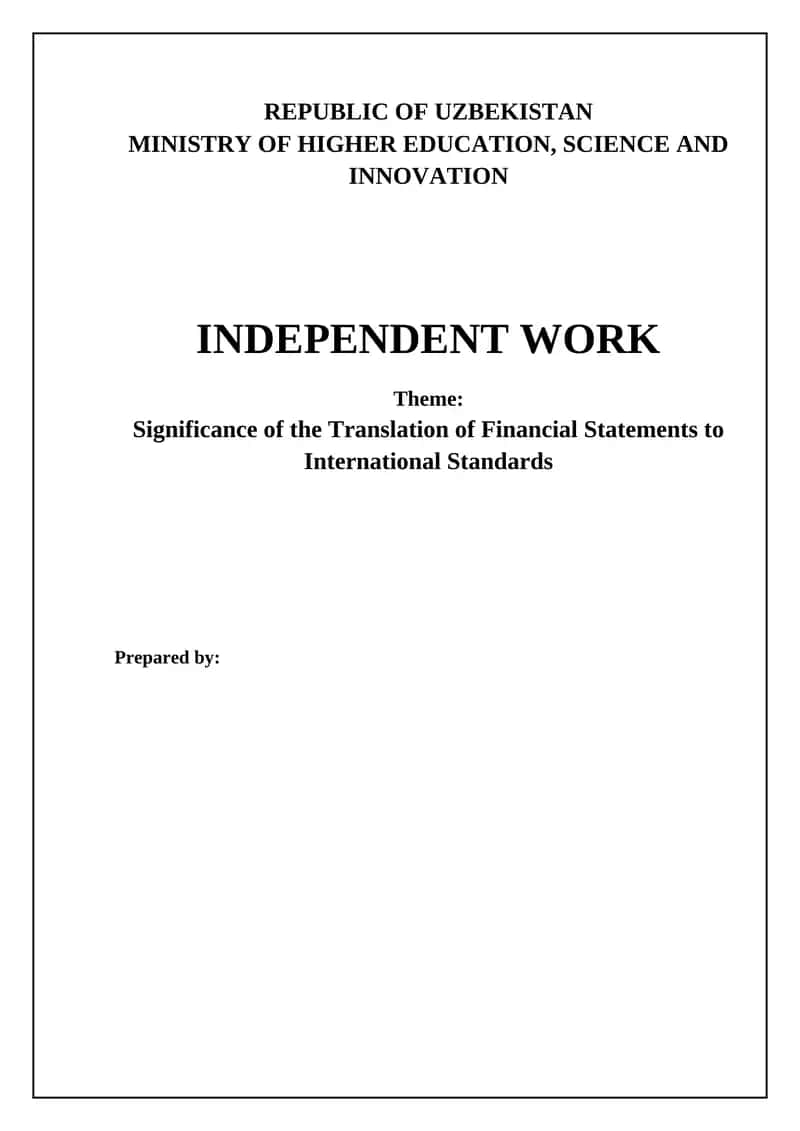 Significance of the Translation of Financial Statements to International Standards