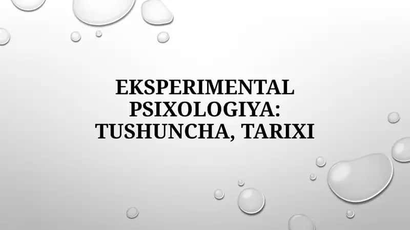 Eksperimental psixologiya tushuncha tarixi