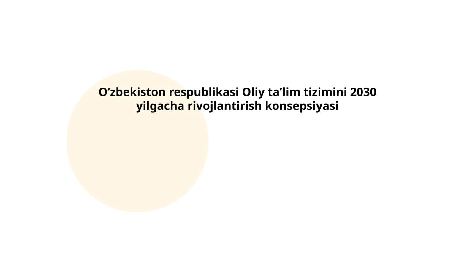 Oʻzbekiston respublikasi Oliy taʼlim tizimini 2030 yilgacha rivojlantirish konsepsiyasi