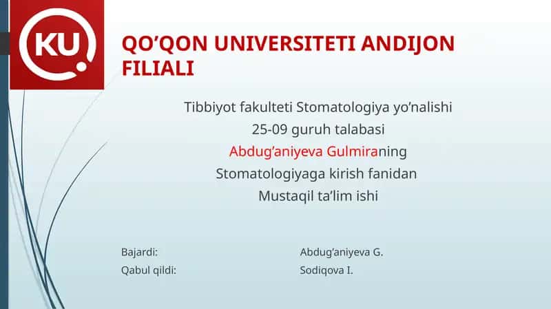 Tish To'qimalarining Tuzilishi