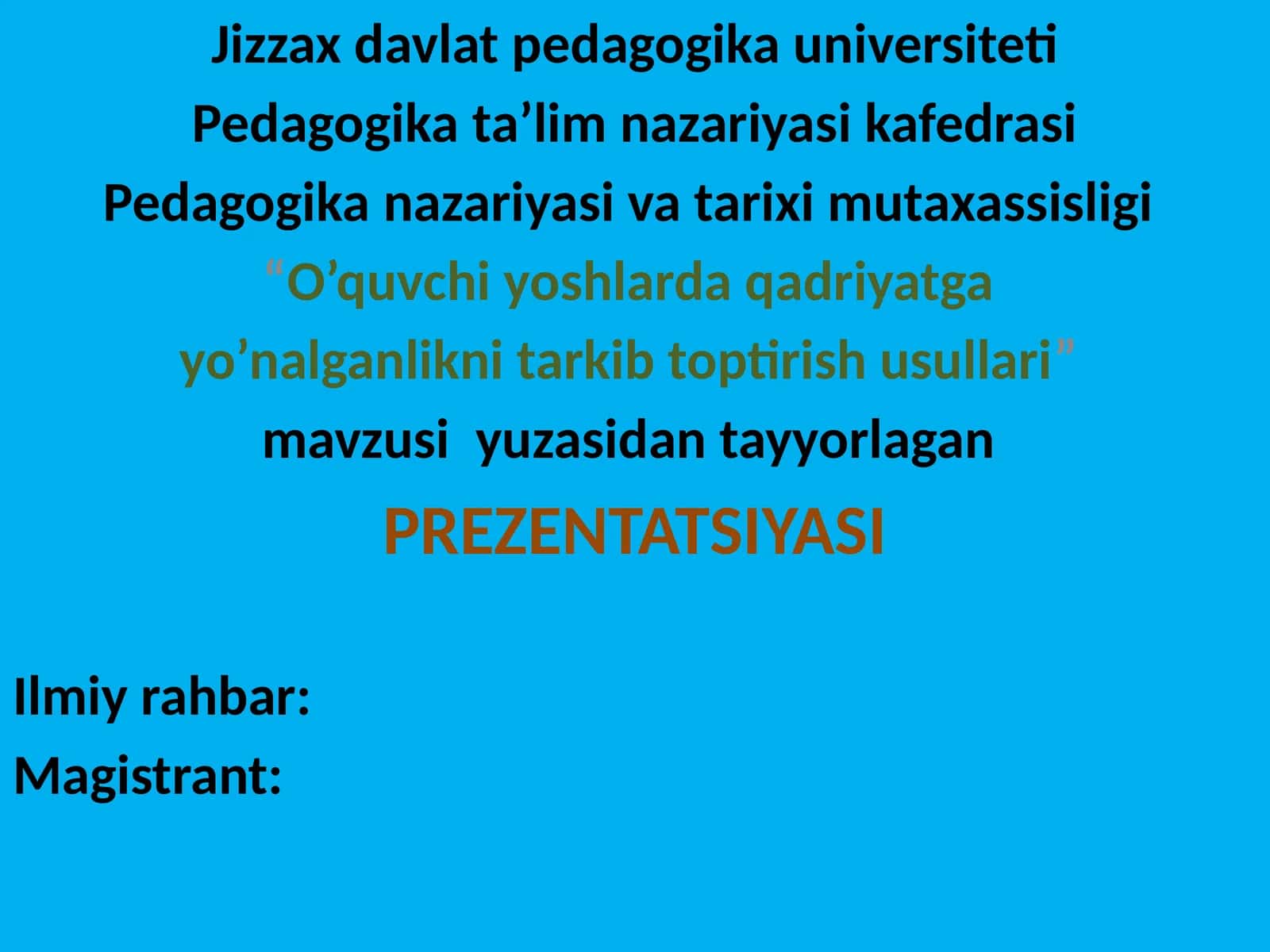 O’quvchi yoshlarda qadriyatga yo’nalganlikni tarkib toptirish usullari