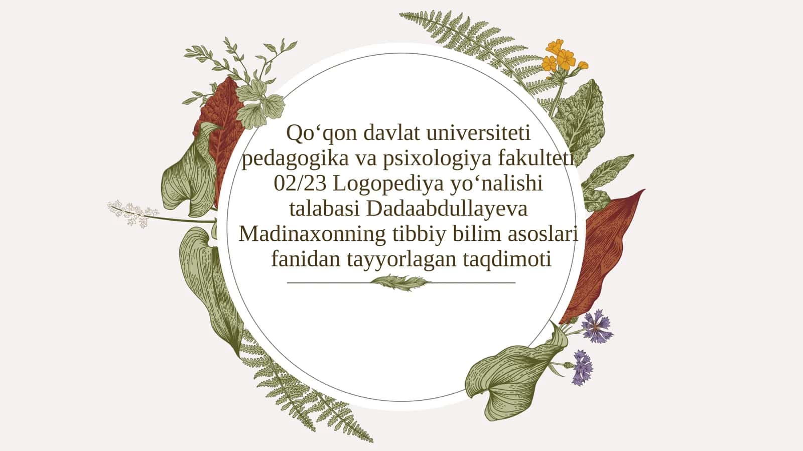 Tibbiy bilimas asoslari fanidan tayyorlagan taqdimoti