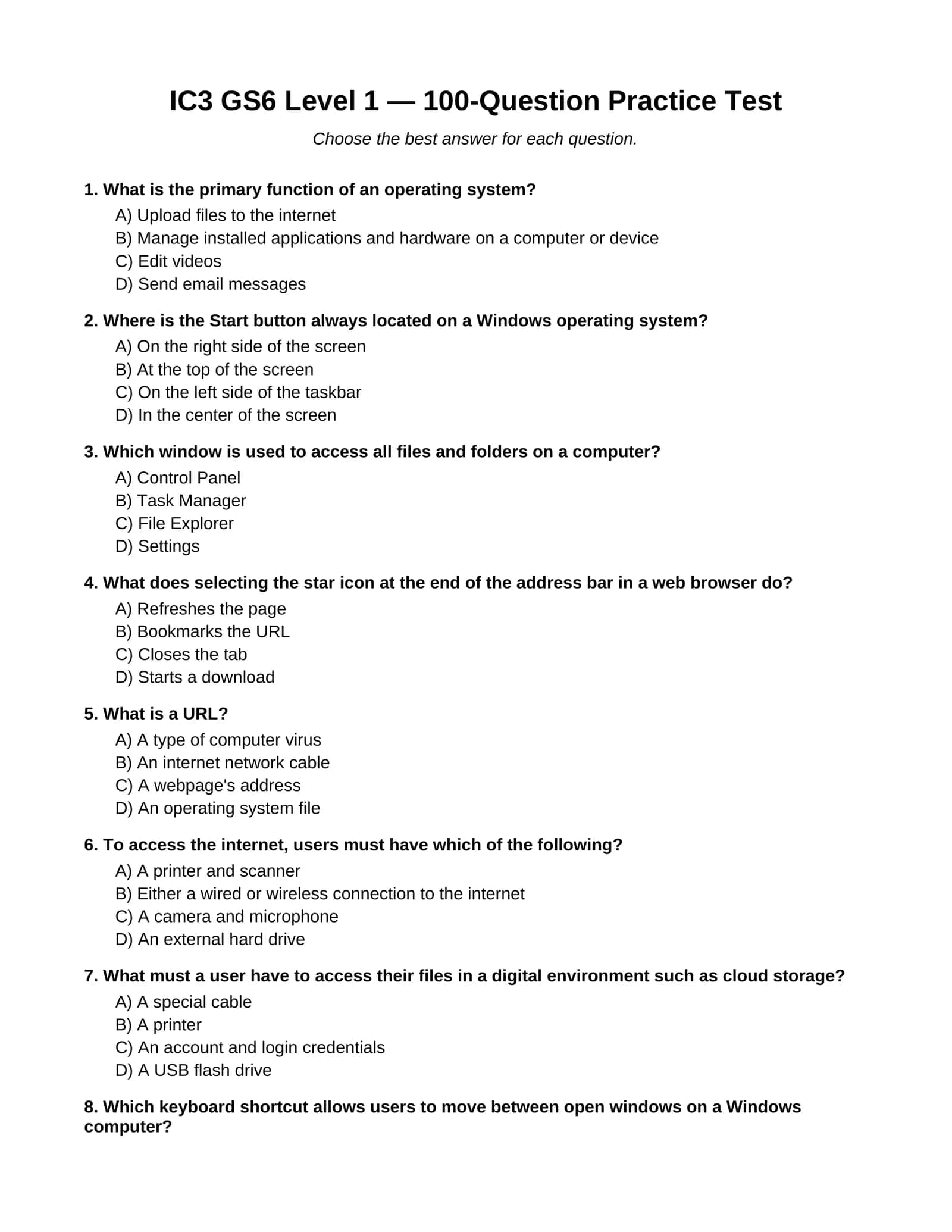 IC3 GS6 LEVEL 1 TEST