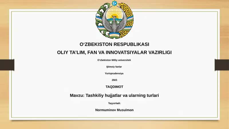 Tashkiliy hujjatlar va ularning turlari